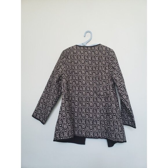 Catherines Womens Plus 0X Quilted Jacket Reversible Black Open Front Duster - Picture 2 of 7